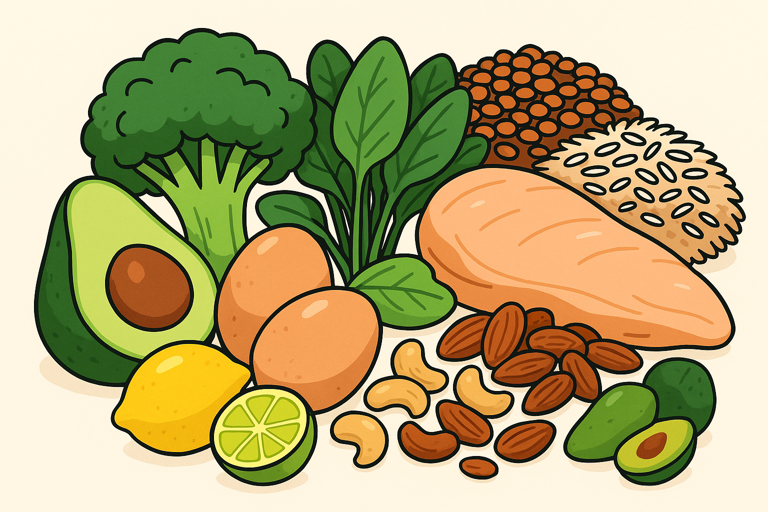 Illustration of best foods for a calorie deficit